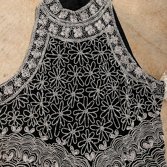 Vintage 90s Beaded Embellished Silk Sleeveless Halter Evening Top NWT - Picture 3 of 13
